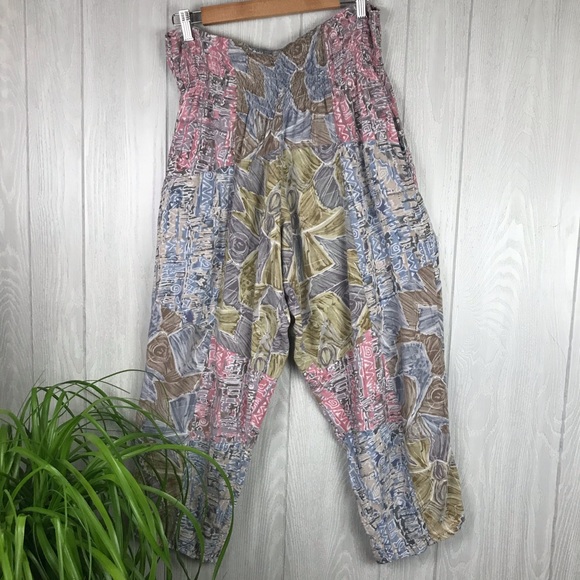 Vintage Pants - NWOT Vintage harem pants boho high elastic waist tapered leg handmade
